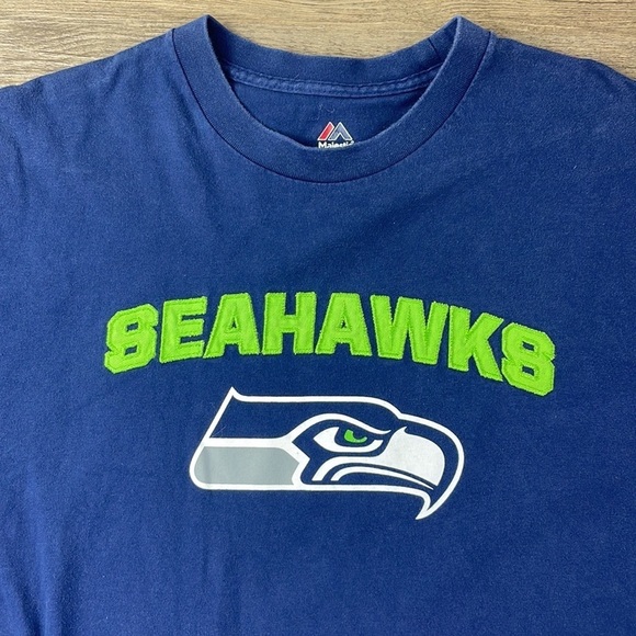 Seahawks Men’s Navy Blue Short Sleeve Tee Short, size XL - Picture 2 of 8